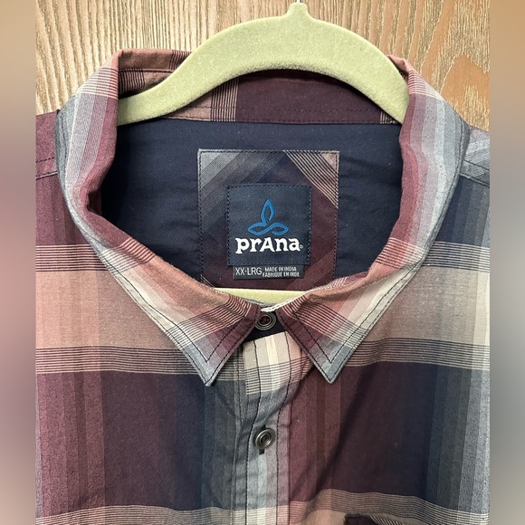 Prana Men’s Button Down Long Sleeve Shirt Purple Gray Black Size XXL Lightweight - Picture 2 of 9